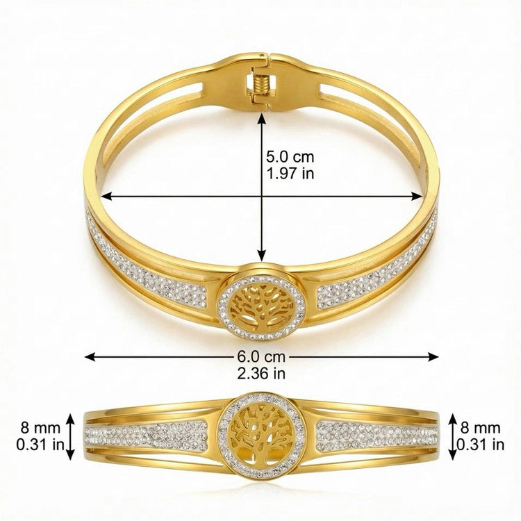 Tree of Life Crystal Bangle Bracelet