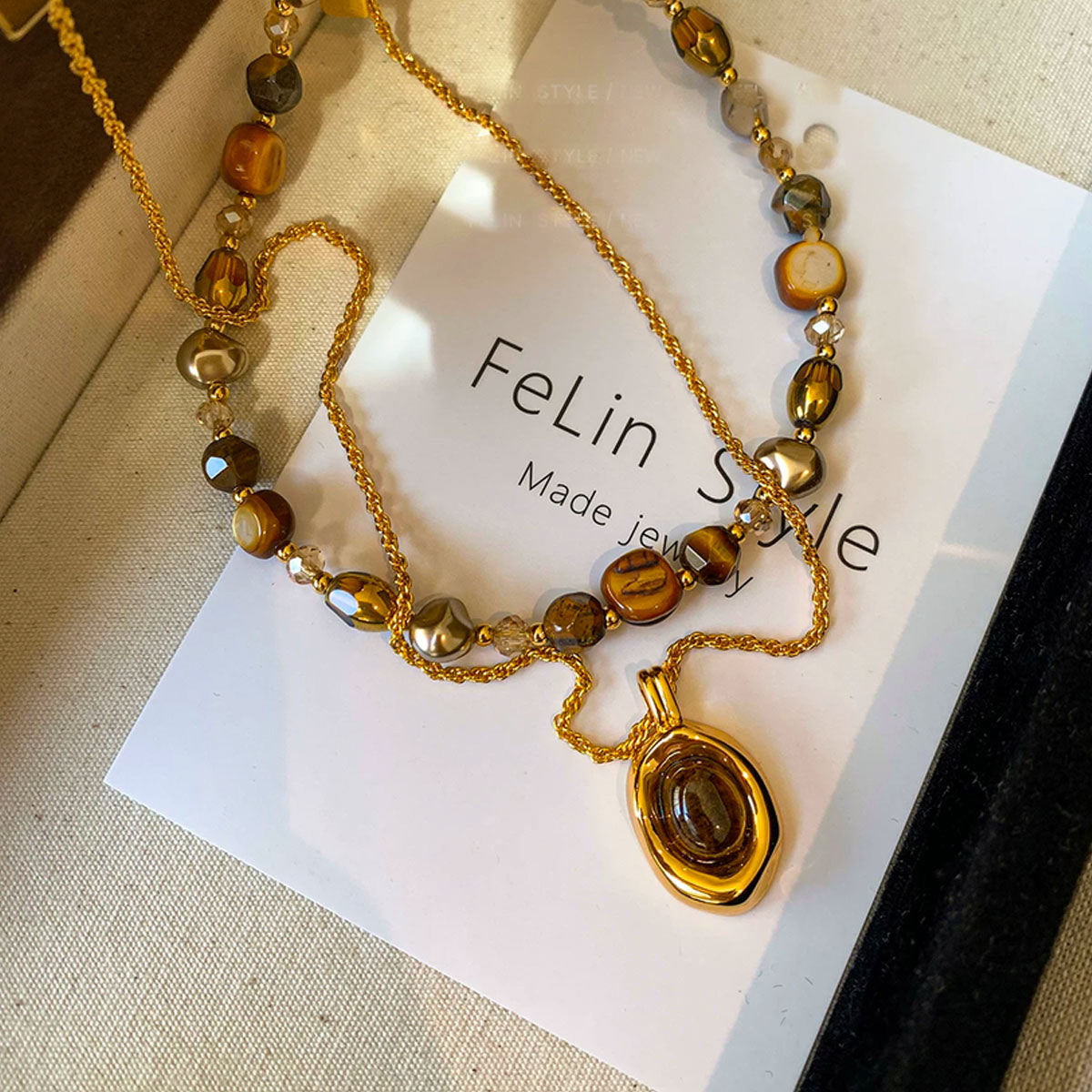 Natural Tiger Eye Jewelry Set