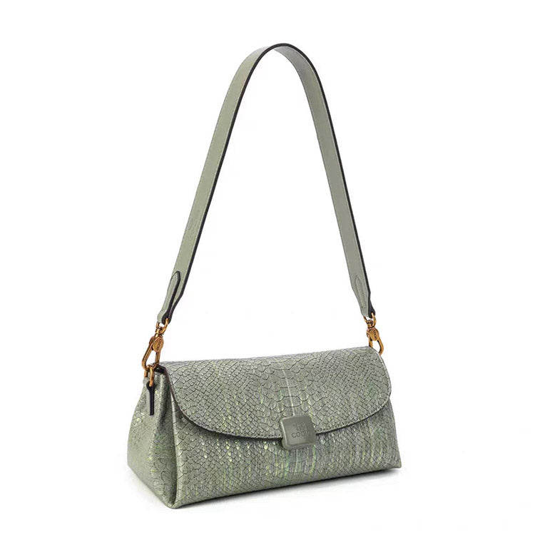 Luxe Python Baguette Shoulder Bag