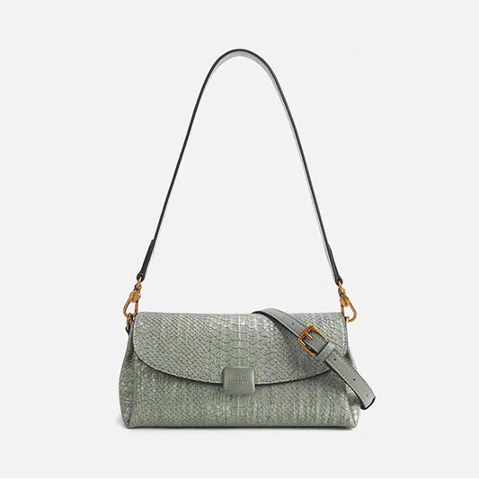 Luxe Python Baguette Shoulder Bag