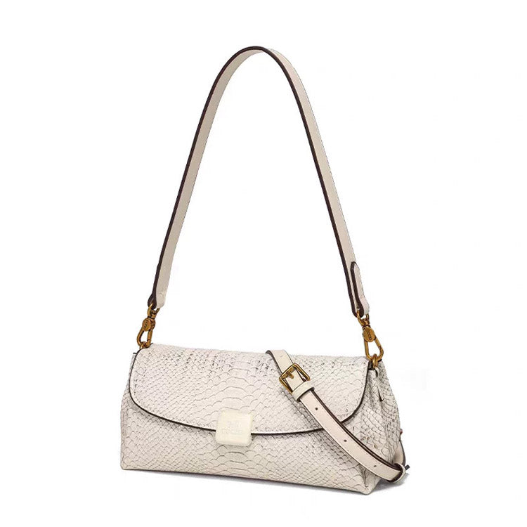 Luxe Python Baguette Shoulder Bag