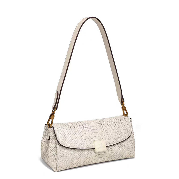 Luxe Python Baguette Shoulder Bag