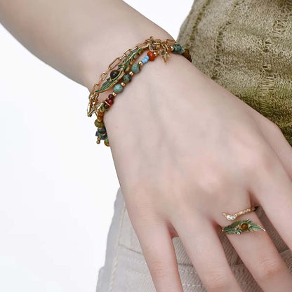 Bohemian Feather Charm Bracelet