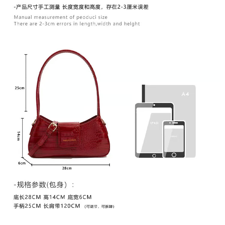 Crocodile Pattern Shoulder Bag