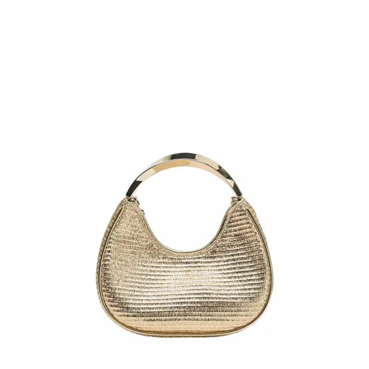 Woven Metallic Handle Shoulder Bag