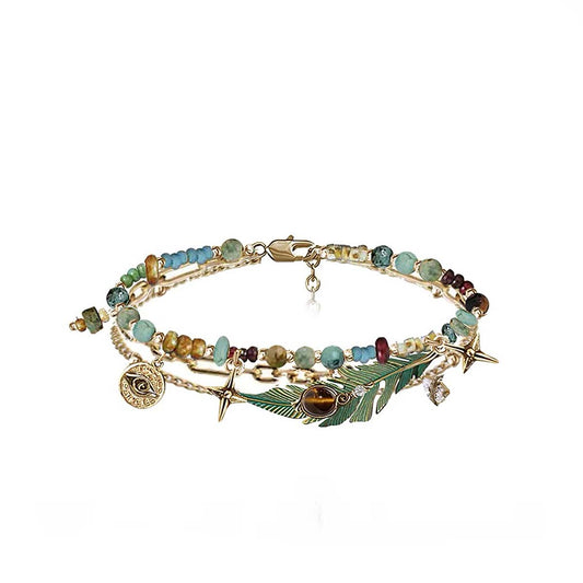 Bohemian Feather Charm Bracelet