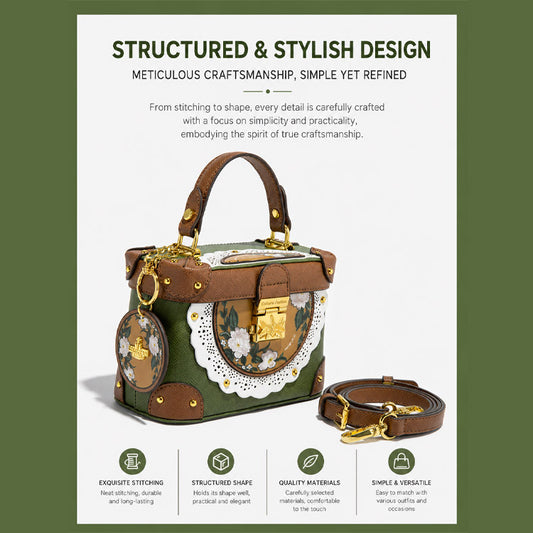 Women's Vintage Box Handbag – Green & Brown