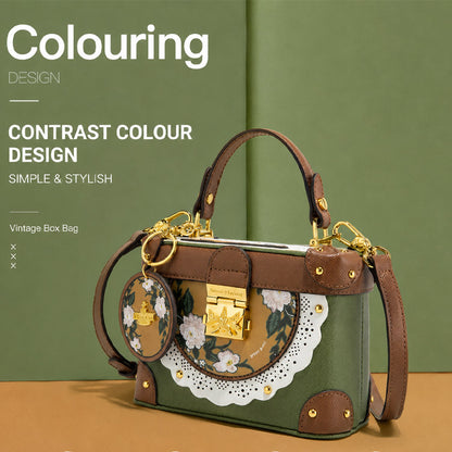 Women's Vintage Box Handbag – Green & Brown