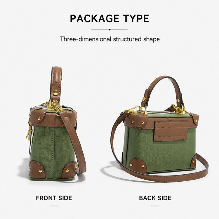 Women's Vintage Box Handbag – Green & Brown