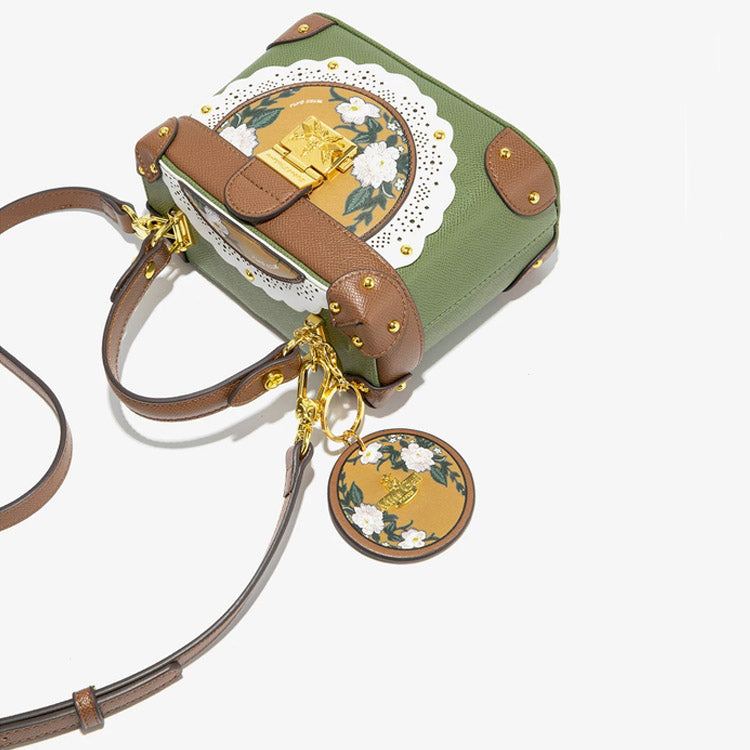 Women's Vintage Box Handbag – Green & Brown
