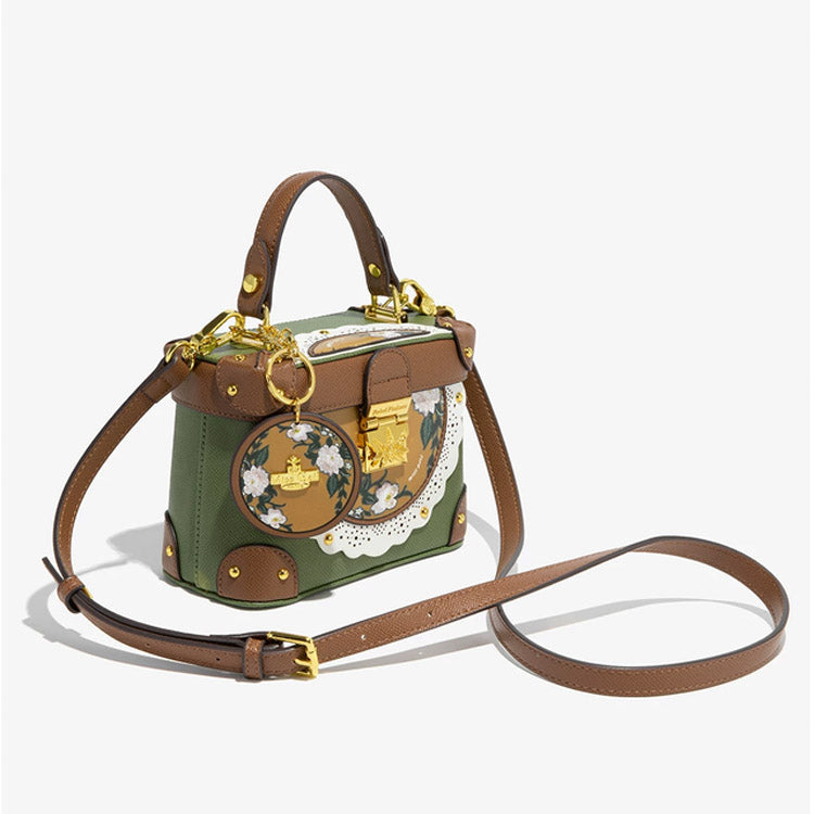 Women's Vintage Box Handbag – Green & Brown