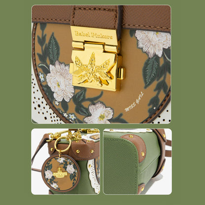 Women's Vintage Box Handbag – Green & Brown