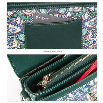 Women's Vintage Printed Crossbody Handbag – Green