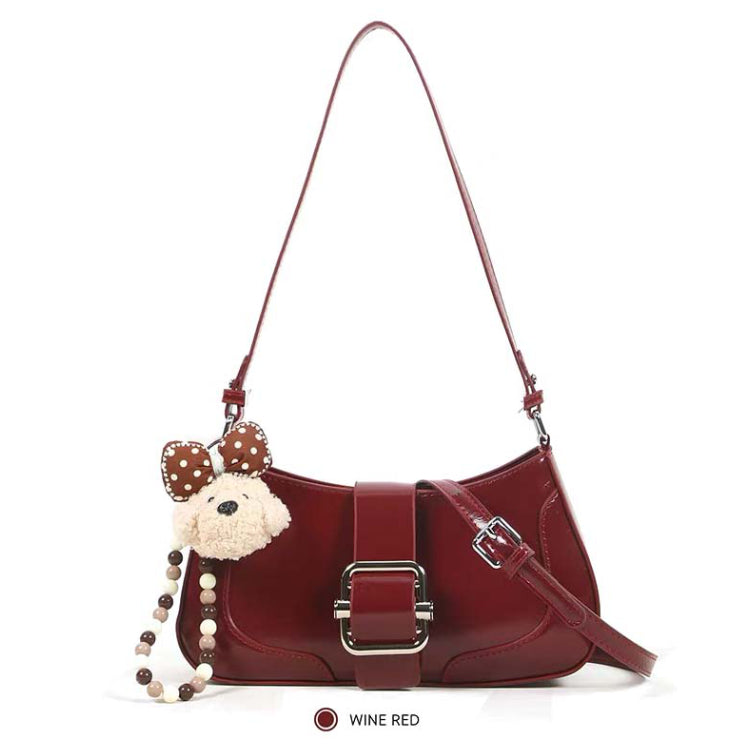 Glossy Buckle Shoulder Bag