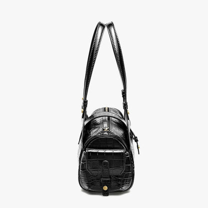 Noir Croc Boston Bag