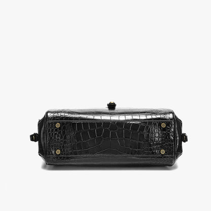 Noir Croc Boston Bag