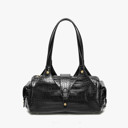 Noir Croc Boston Bag