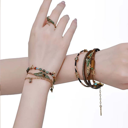 Bohemian Feather Charm Bracelet