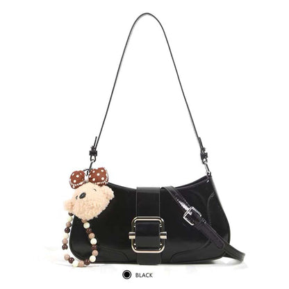 Glossy Buckle Shoulder Bag