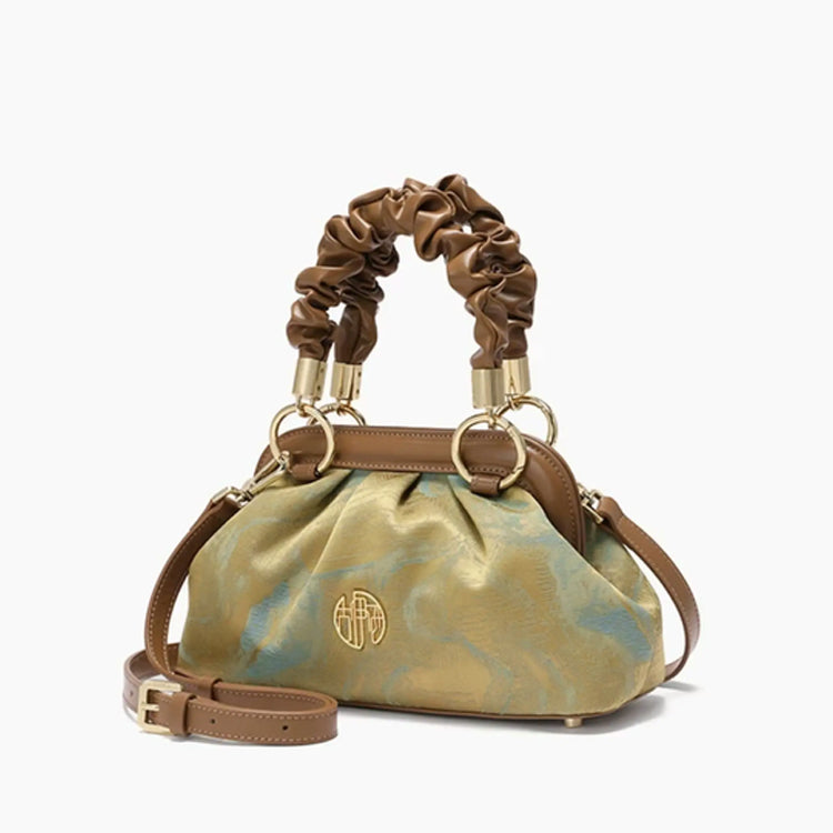 Vintage Jacquard Ruched Handbag