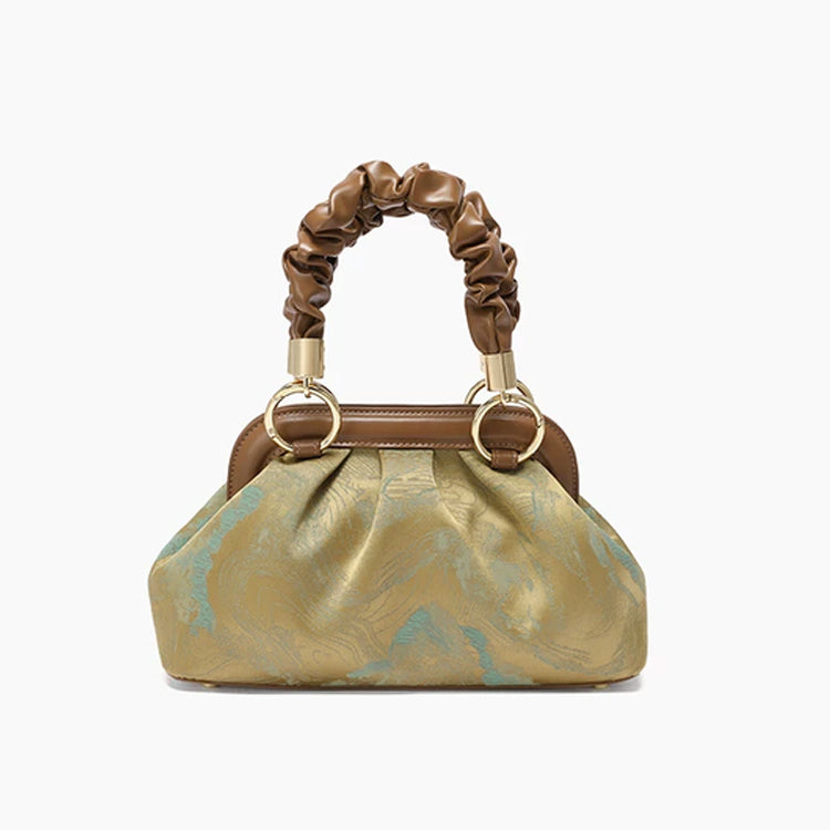 Vintage Jacquard Ruched Handbag
