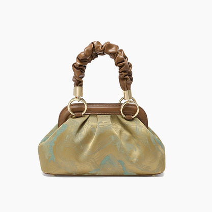 Vintage Jacquard Ruched Handbag