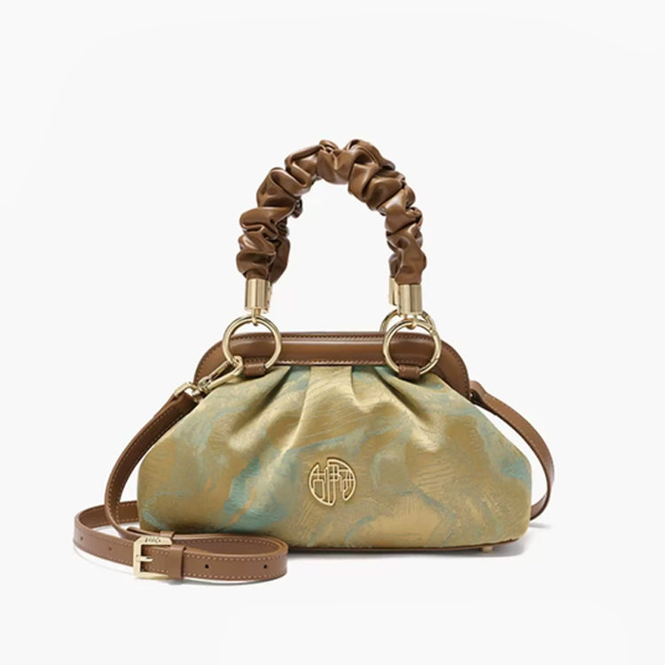 Vintage Jacquard Ruched Handbag