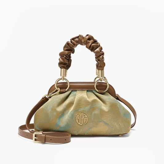 Vintage Jacquard Ruched Handbag