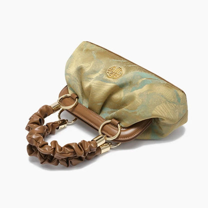 Vintage Jacquard Ruched Handbag