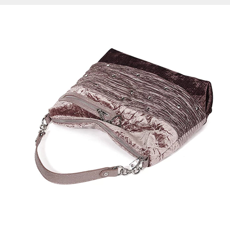 Vintage Pleated Women’s Hobo Shoulder Bag – Brown