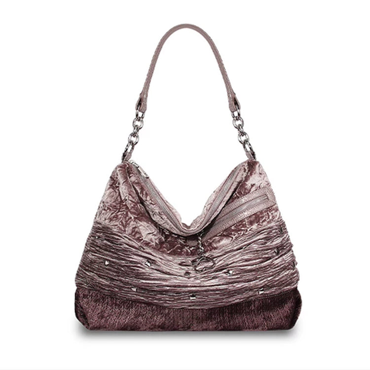 Vintage Pleated Women’s Hobo Shoulder Bag – Brown