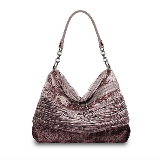Vintage Pleated Women’s Hobo Shoulder Bag – Brown
