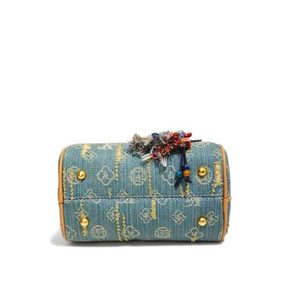 Mini Denim Barrel Bag