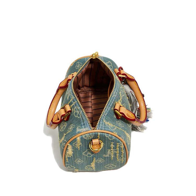 Mini Denim Barrel Bag