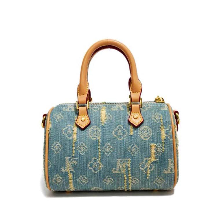 Mini Denim Barrel Bag