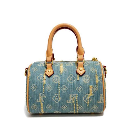 Mini Denim Barrel Bag