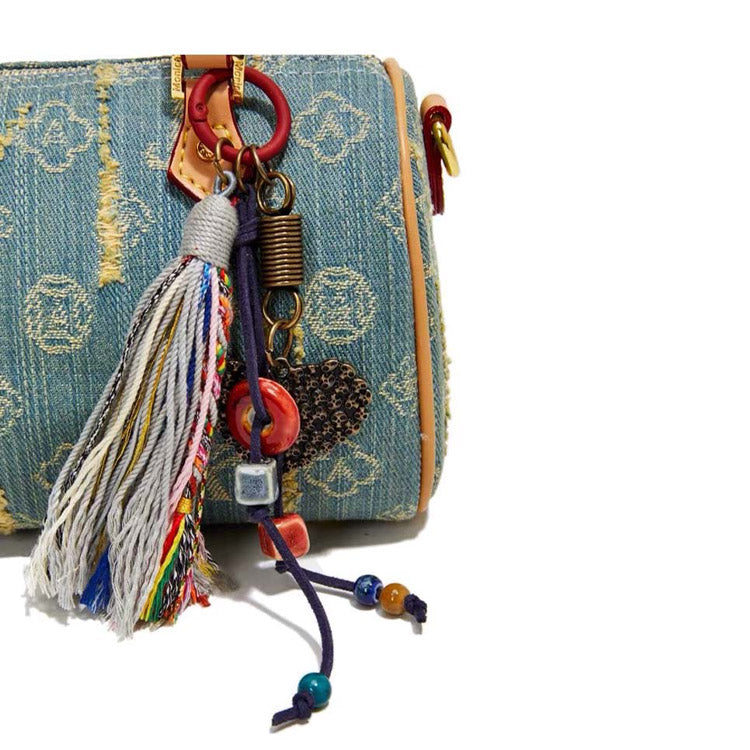 Mini Denim Barrel Bag
