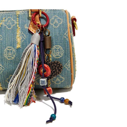 Mini Denim Barrel Bag