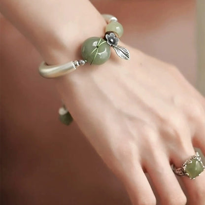 Vintage Green Jade Charm Bracelet