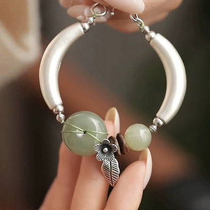 Vintage Green Jade Charm Bracelet