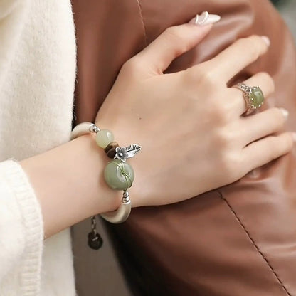 Vintage Green Jade Charm Bracelet