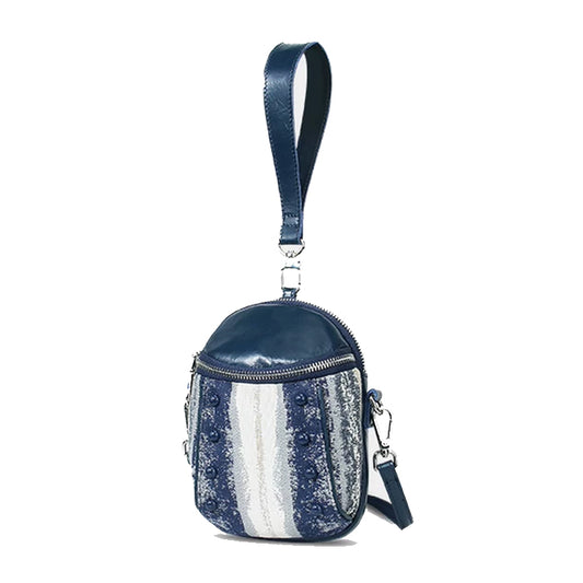 Women’s Mini Barrel Crossbody Bag – Dark Blue