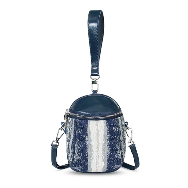 Women’s Mini Barrel Crossbody Bag – Dark Blue