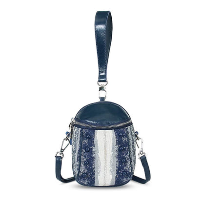 Women’s Mini Barrel Crossbody Bag – Dark Blue