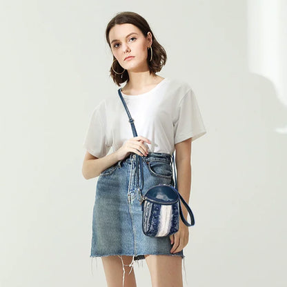 Women’s Mini Barrel Crossbody Bag – Dark Blue