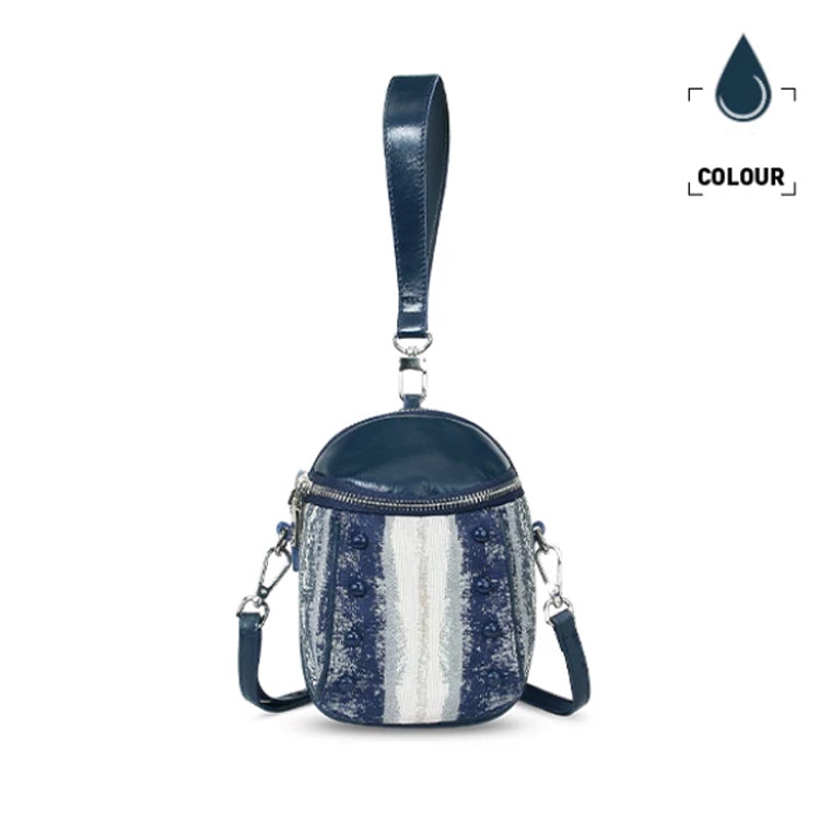 Women’s Mini Barrel Crossbody Bag – Dark Blue