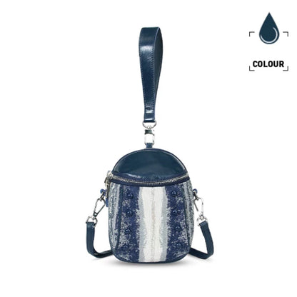 Women’s Mini Barrel Crossbody Bag – Dark Blue