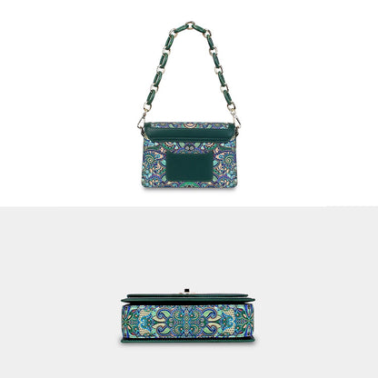 Women's Vintage Printed Crossbody Handbag – Green