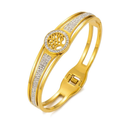 Tree of Life Crystal Bangle Bracelet