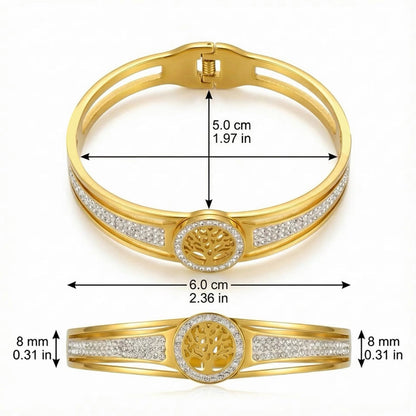 Tree of Life Crystal Bangle Bracelet